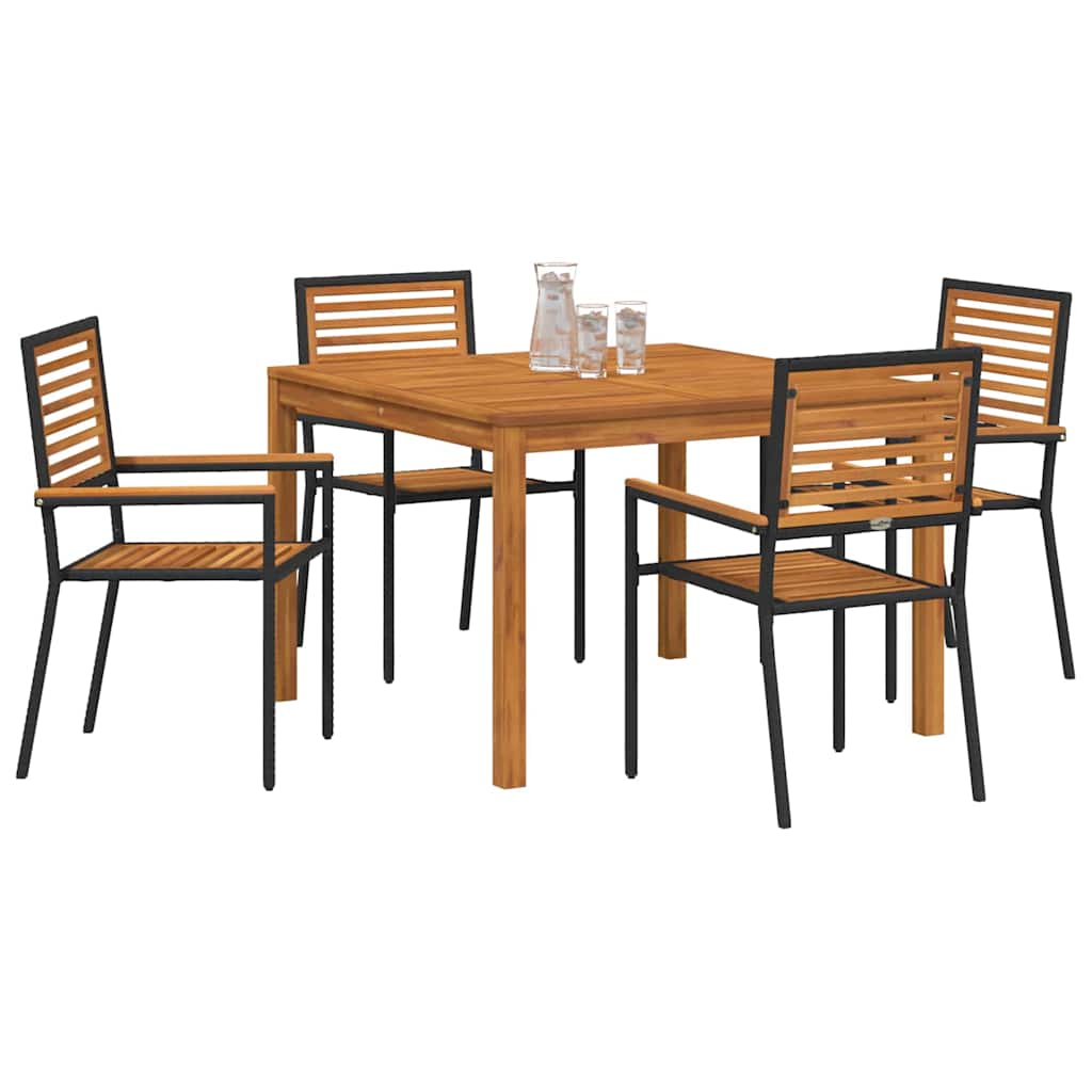 Set da Pranzo per Giardino 5 pcs Nero Poly Rattan