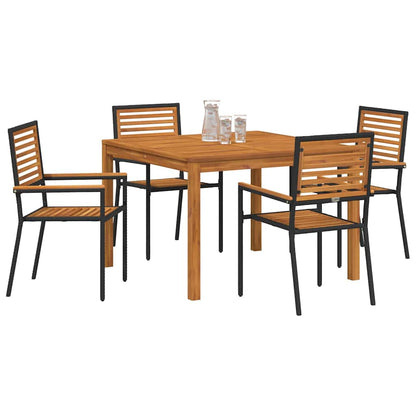 Set da Pranzo per Giardino 5 pcs Nero Poly Rattan