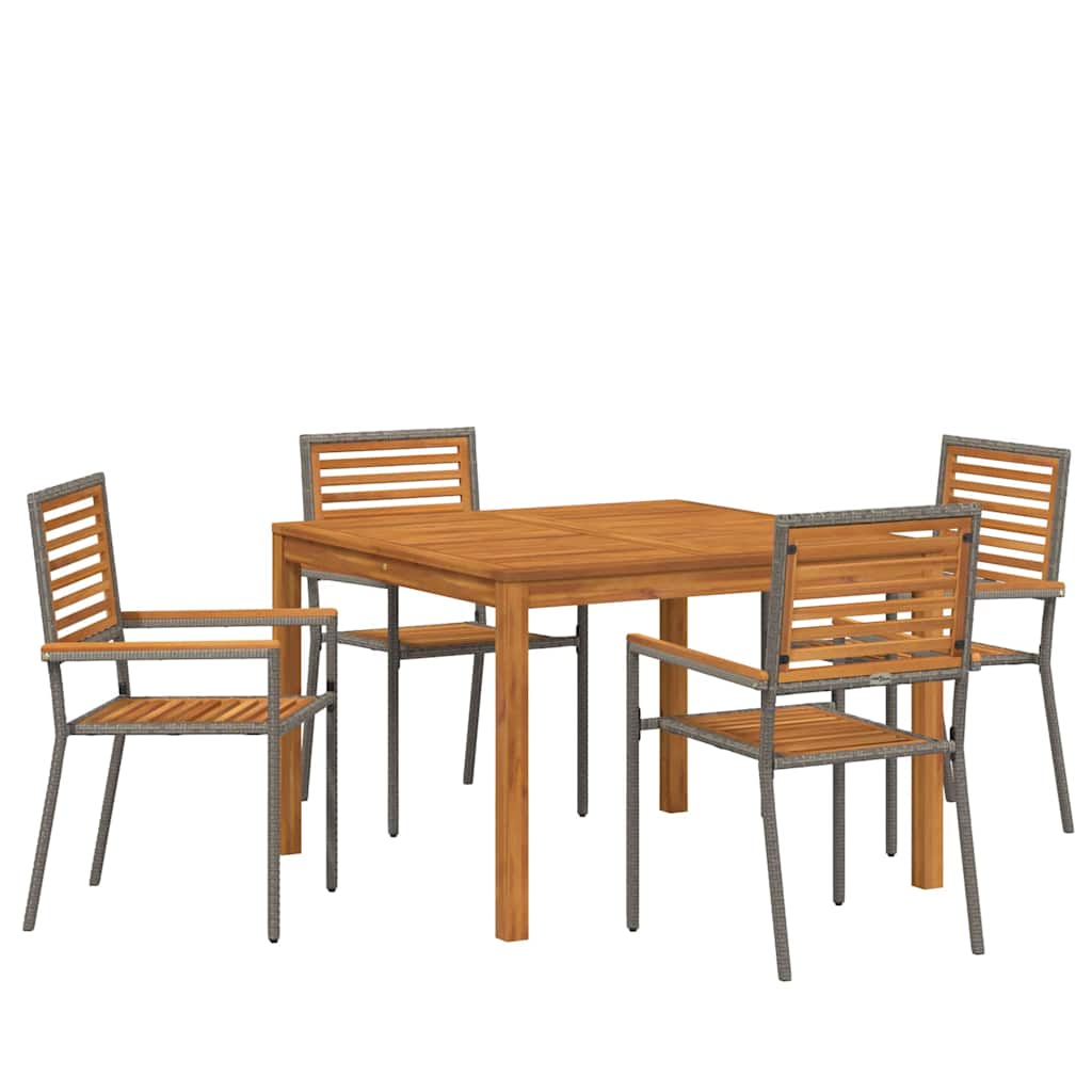 Set da Pranzo per Giardino 5 pcs Grigio Poly Rattan - homemem39
