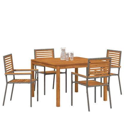 Set da Pranzo per Giardino 5 pcs Grigio Poly Rattan - homemem39