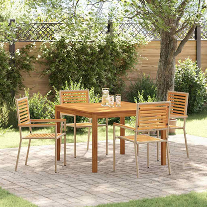 Set da Pranzo per Giardino 5 pcs Beige Poly Rattan - homemem39