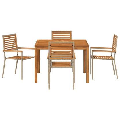 Set da Pranzo per Giardino 5 pcs Beige Poly Rattan - homemem39