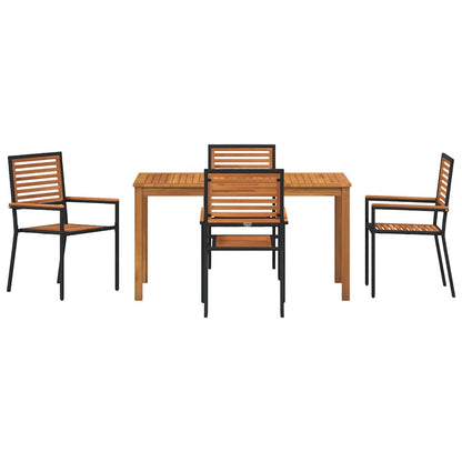 Set da Pranzo per Giardino 5 pcs Nero Legno di Acacia Massello | homemem39