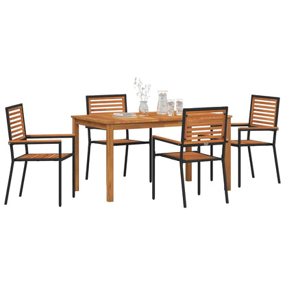Set da Pranzo per Giardino 5 pcs Nero Legno di Acacia Massello | homemem39