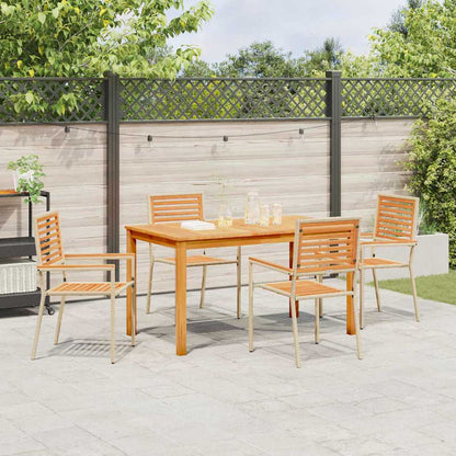 Set da Pranzo per Giardino 5 pcs Beige Legno di Acacia Massello | homemem39