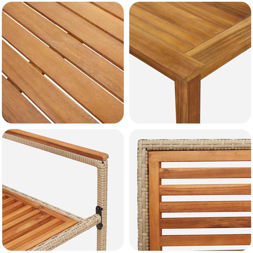Set da Pranzo per Giardino 7 pcs Beige Legno di Acacia Massello | homemem39