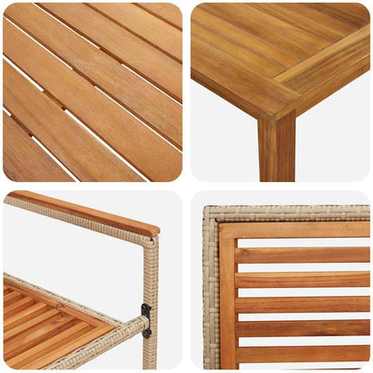 Set da Pranzo per Giardino 7 pcs Beige Legno di Acacia Massello | homemem39