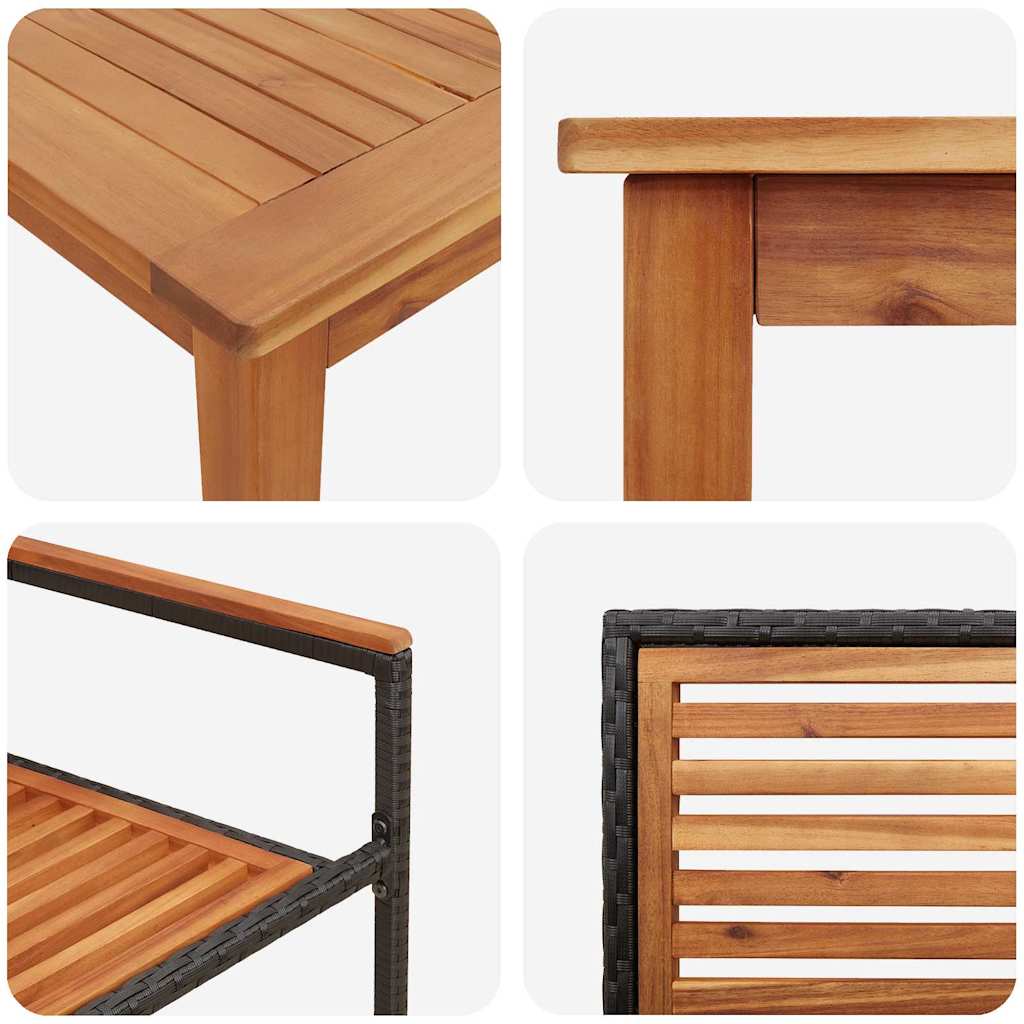 Set da Pranzo per Giardino 7 pcs Nero Poly Rattan