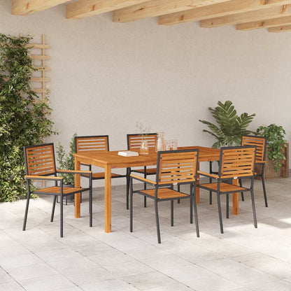 Set da Pranzo per Giardino 7 pcs Nero Poly Rattan