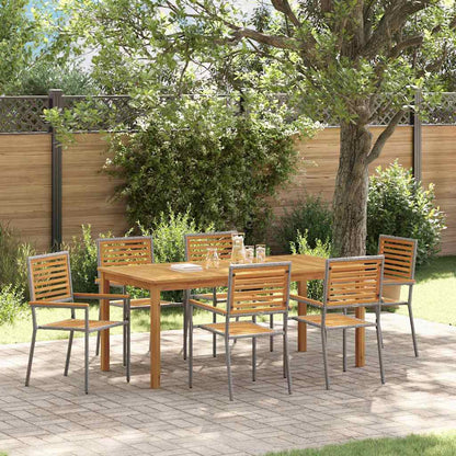 Set da Pranzo per Giardino 7 pcs Grigio Poly Rattan