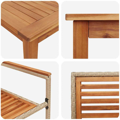 Set da Pranzo per Giardino 7 pcs Beige Poly Rattan