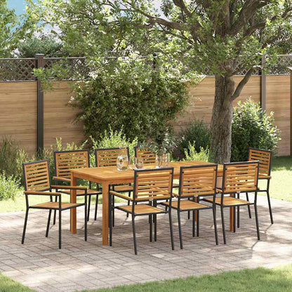 Set da Pranzo per Giardino 9 pcs Nero Poly Rattan