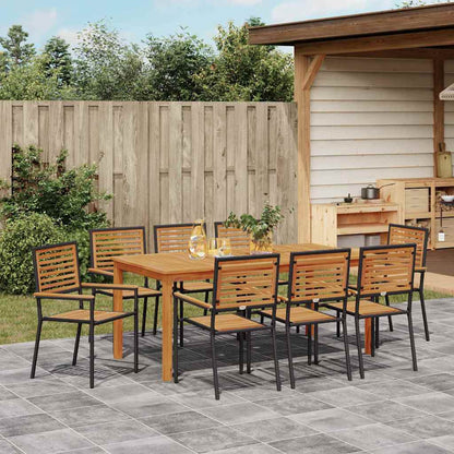 Set da Pranzo per Giardino 9 pcs Nero Poly Rattan