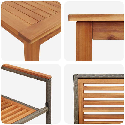 Set da Pranzo per Giardino 9 pcs Grigio Poly Rattan