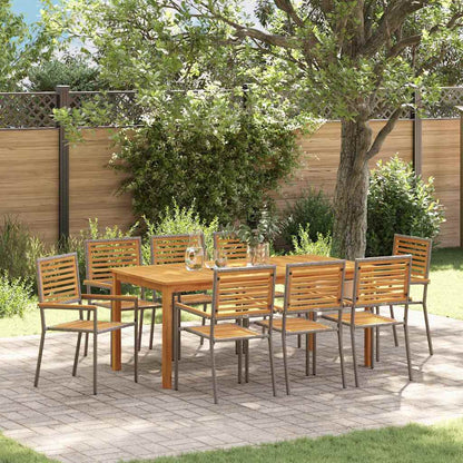 Set da Pranzo per Giardino 9 pcs Grigio Poly Rattan