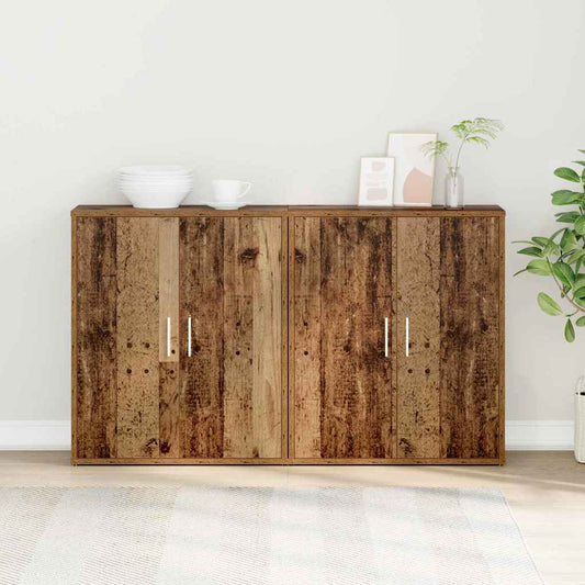 Credenza 2 pcs Legno Antico 60 x 31 x 70 cm Legno multistrato - homemem39
