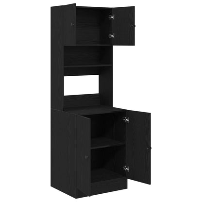 Credenza da cucina con porta 2 pcs Rovere Nero 60 x 50 x 180 cm