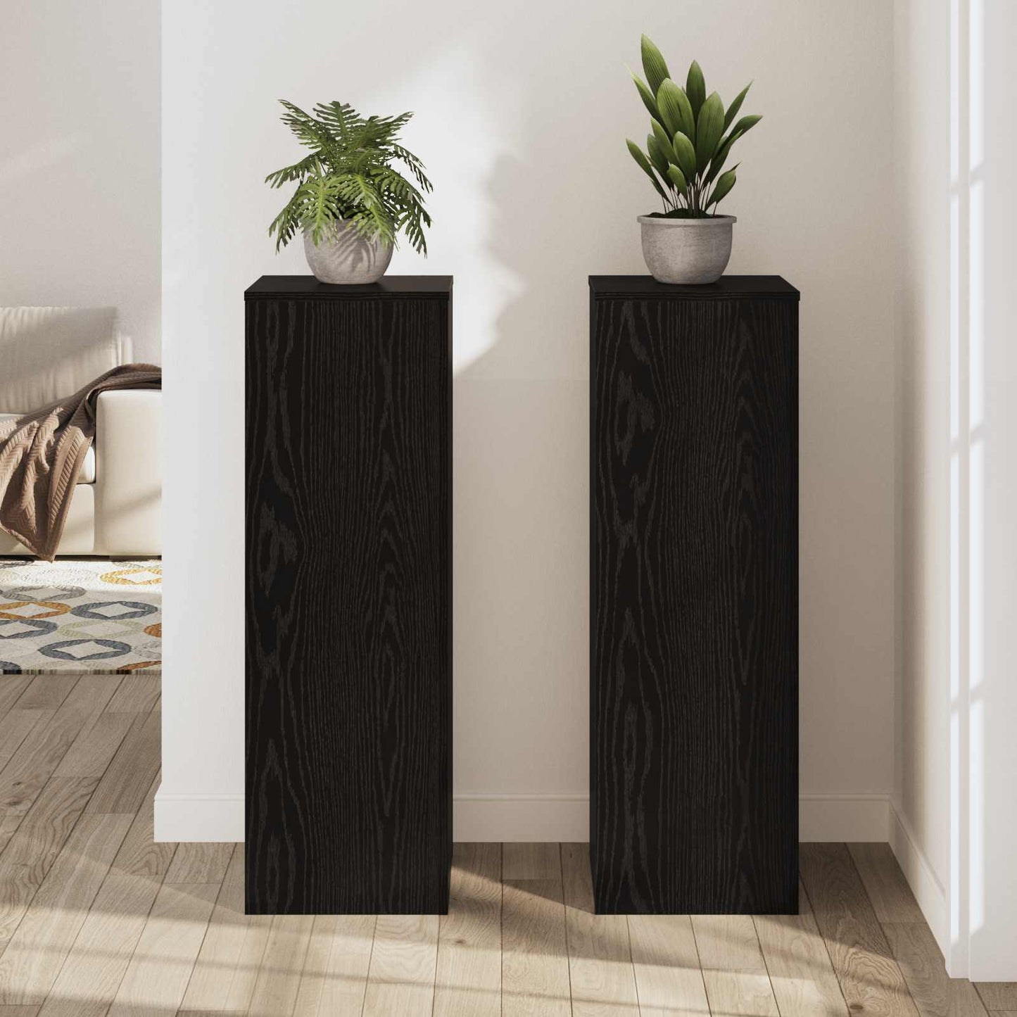 Supporto per piante 2 pz Rovere Nero 33 x 33 x 100 cm | homemem39