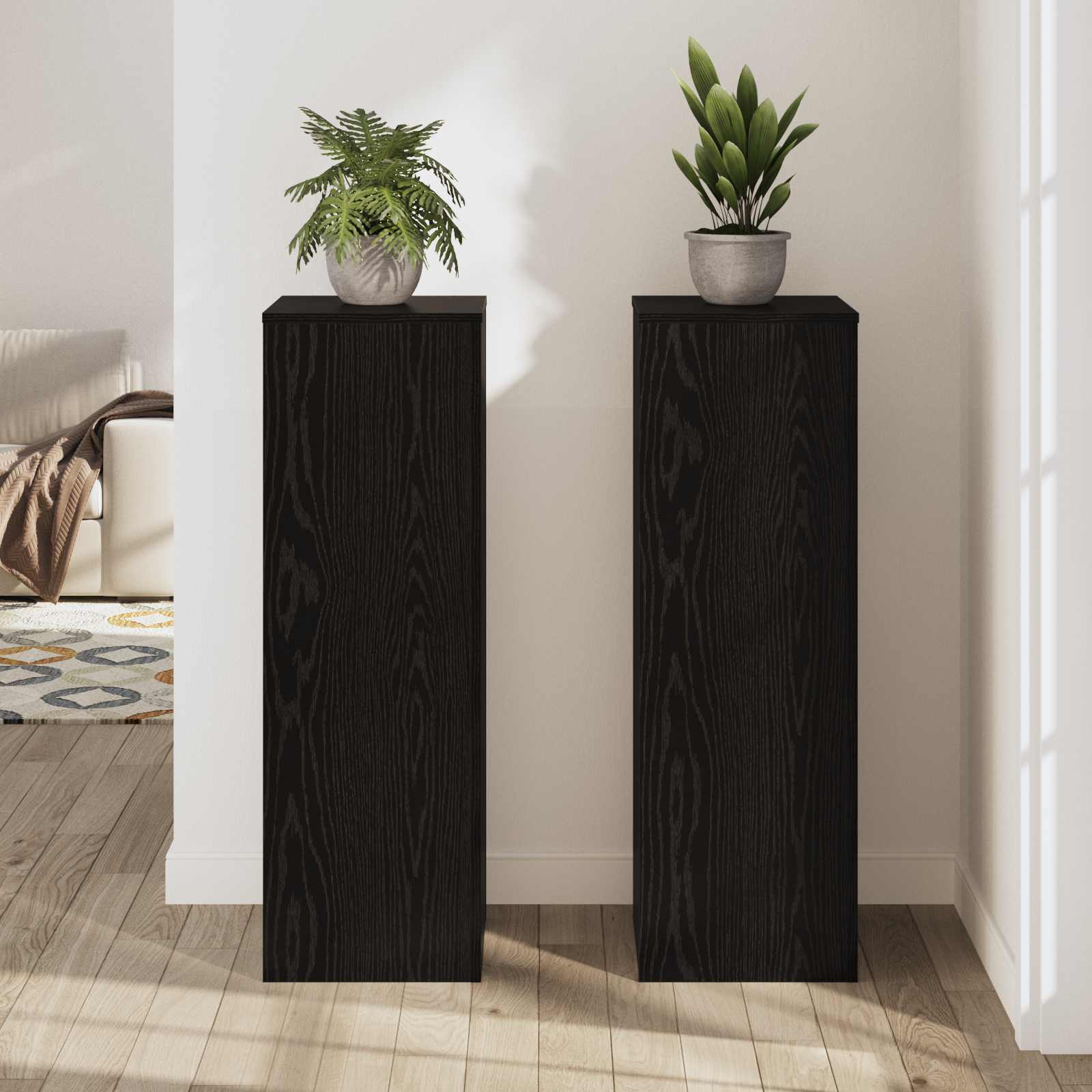 Supporto per piante 2 pz Rovere Nero 33 x 33 x 100 cm | homemem39