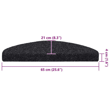 Tappetini per scale autoadesivi 20 pz 65x21x4 cm neri semicircolari grandi