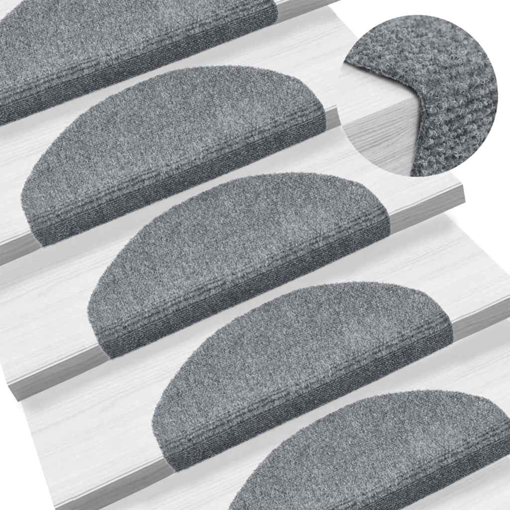 Tappetini per scale autoadesivi 20 pz 65x21x4 cm Grigio chiaro Semicircolari Grandi | homemem39