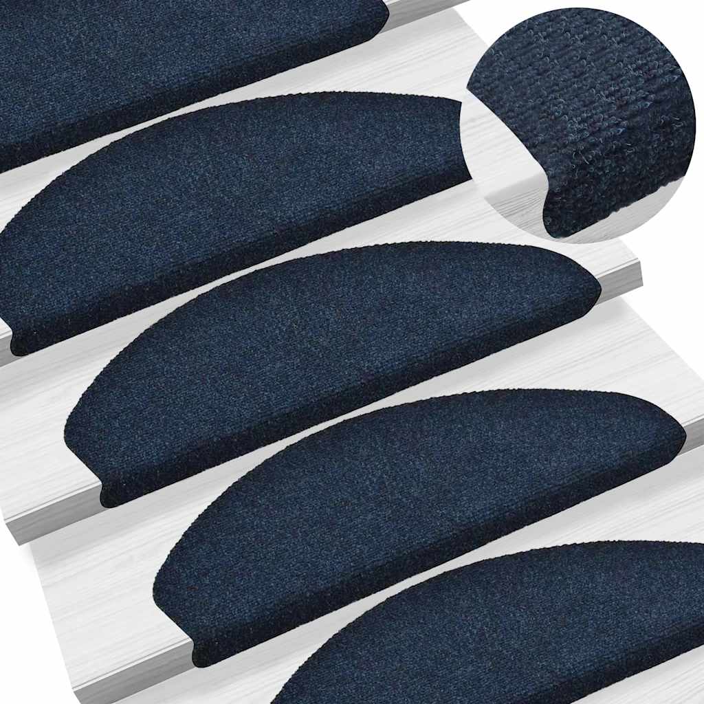 Tappetini per scale autoadesivi 20 pz 65x21x4 cm blu navy semicircolari grandi