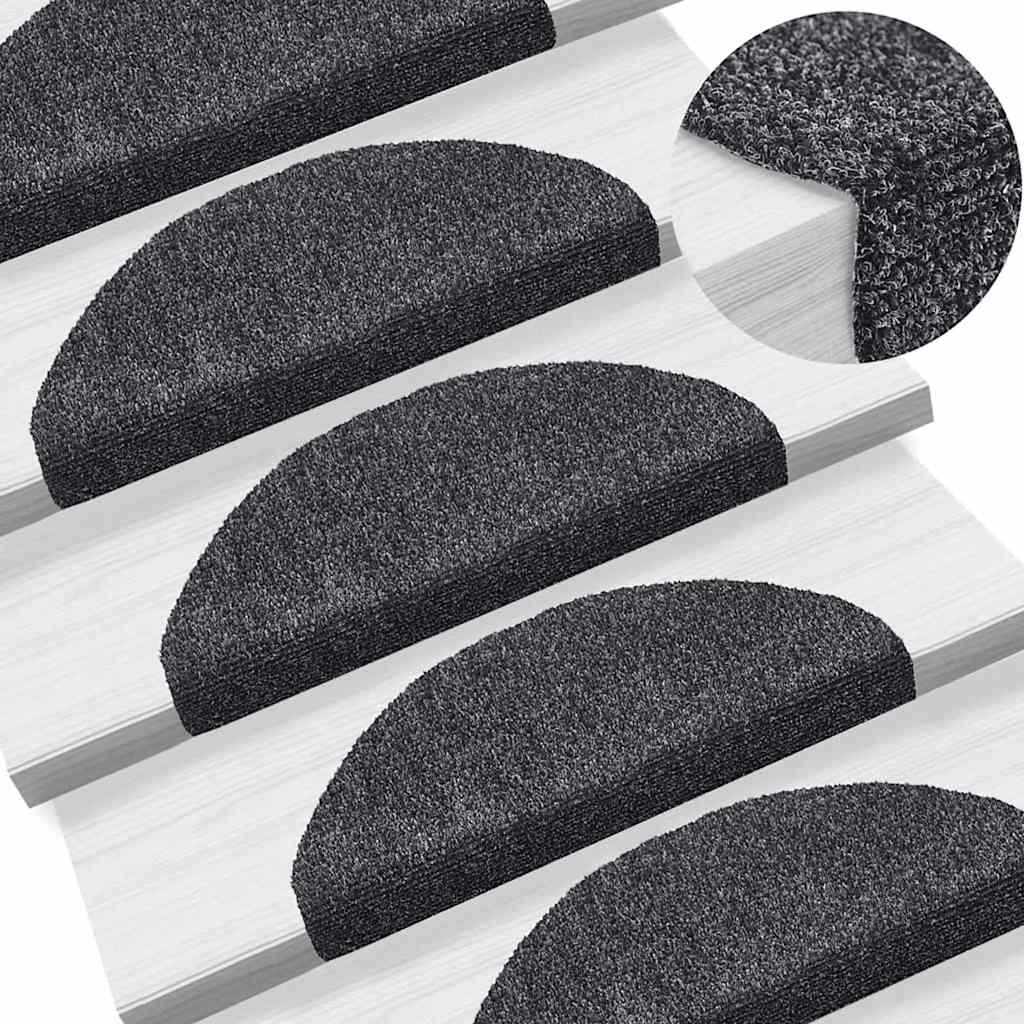 Tappetini per scale autoadesivi 30 pz 65x21x4 cm Grigio scuro Semicircolari Grandi | homemem39