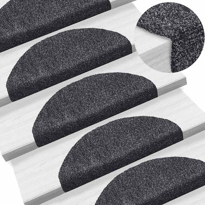 Tappetini per scale autoadesivi 30 pz 65x21x4 cm Grigio scuro Semicircolari Grandi | homemem39