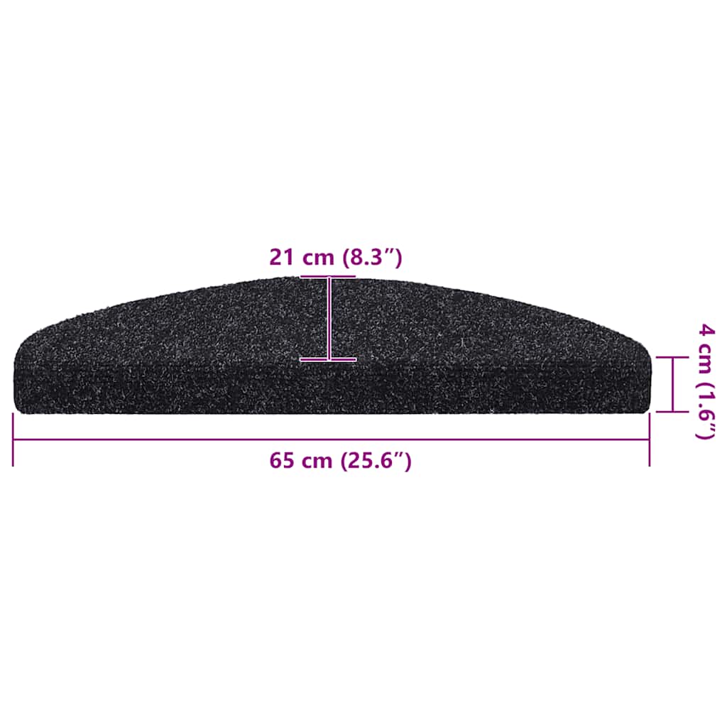 Tappetini per scale autoadesivi 30 pz 65x21x4 cm neri semicircolari grandi | homemem39