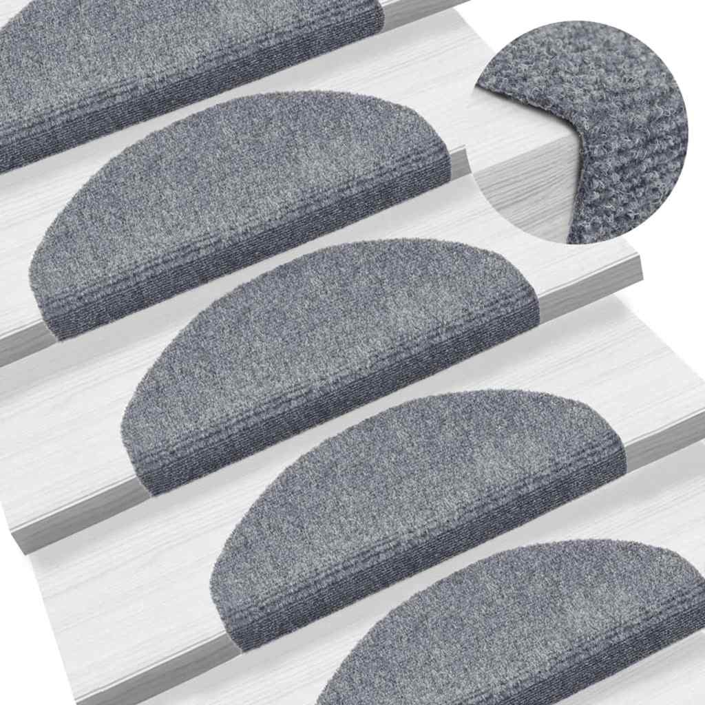 Tappetini per scale autoadesivi 30 pz 65x21x4 cm Grigio chiaro Semicircolari Grandi | homemem39