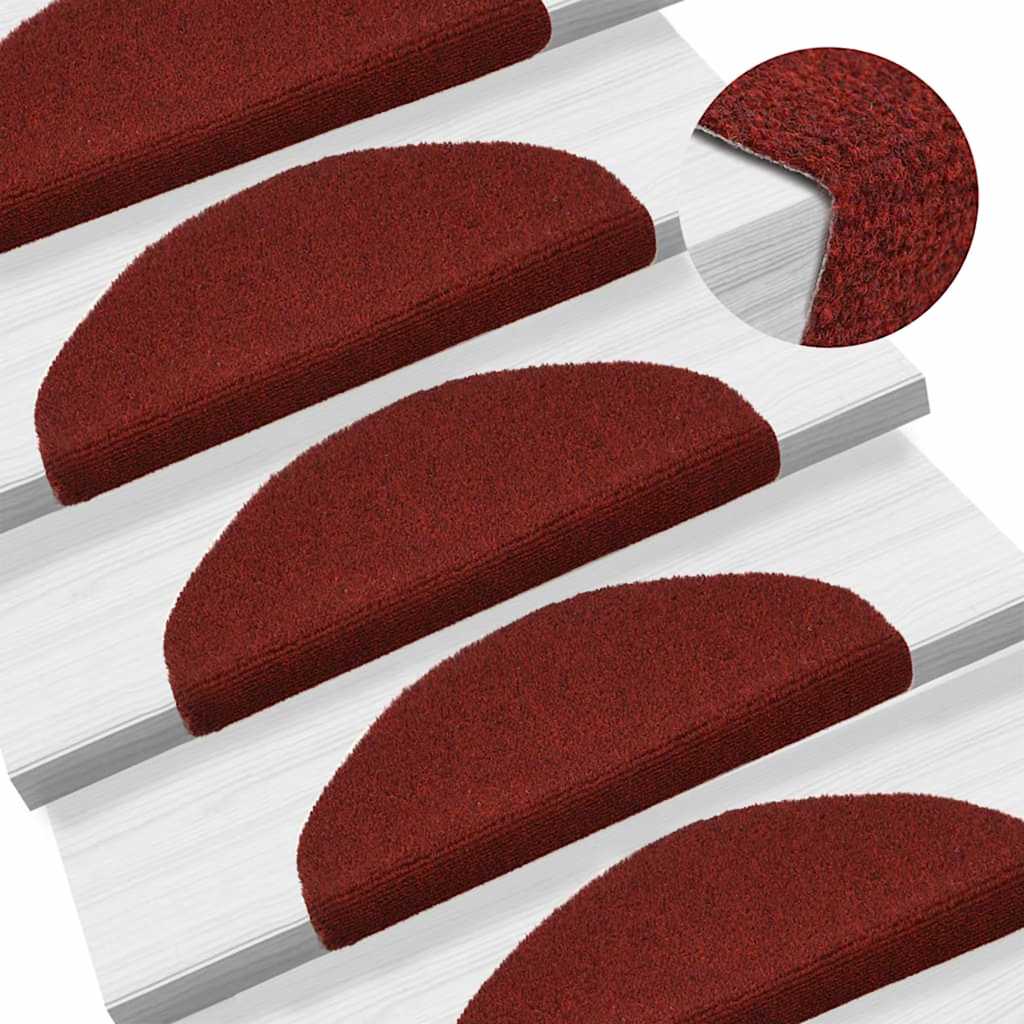 Tappetini per scale autoadesivi 30 pz 65x21x4 cm Bordeaux Rosso Semicircolari Grandi | homemem39