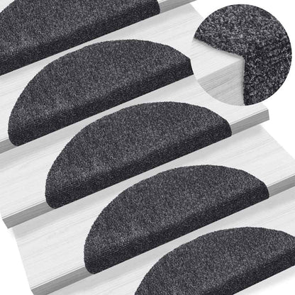 Tappetini per scale autoadesivi 20 pz 56x17x3 cm Grigio scuro semicircolari | homemem39