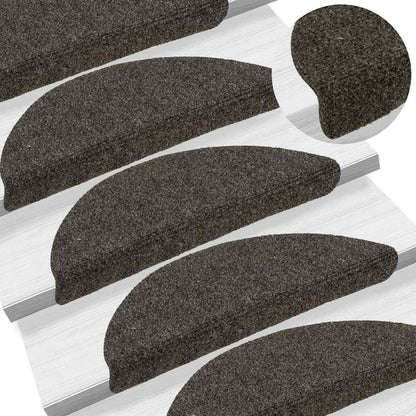Tappetini per scale autoadesivi 20 pz 56x17x3 cm antracite semicircolari