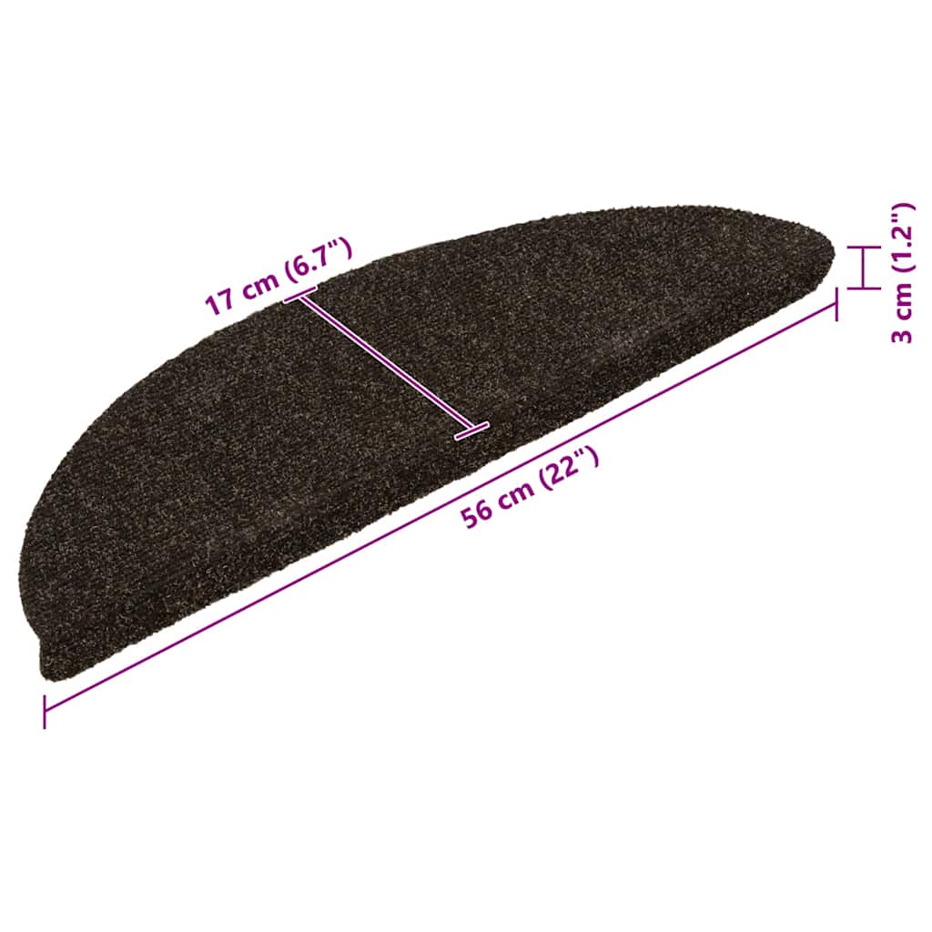 Tappetini per scale autoadesivi 30 pz 56x17x3 cm marrone scuro semicircolari | homemem39