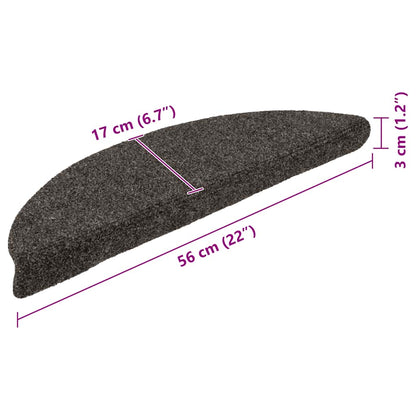 Tappetini per scale autoadesivi 30 pz 56x17x3 cm antracite semicircolari | homemem39