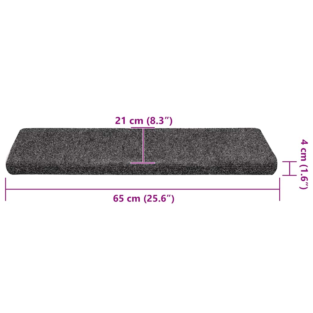 Tappetini per scale autoadesivi 30 pz 65x21x4 cm Grigio Scuro bordo rettangolare | homemem39