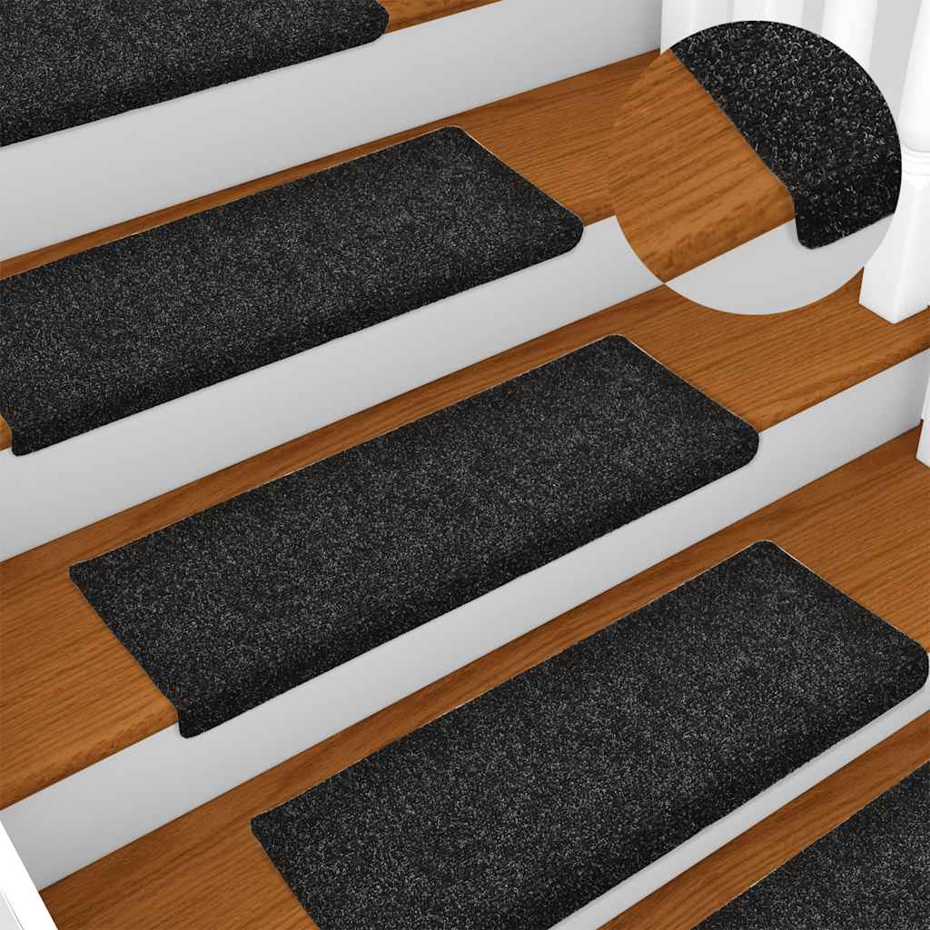 Tappetini per scale autoadesivi 30 pz 65x21x4 cm neri bordo rettangolare | homemem39