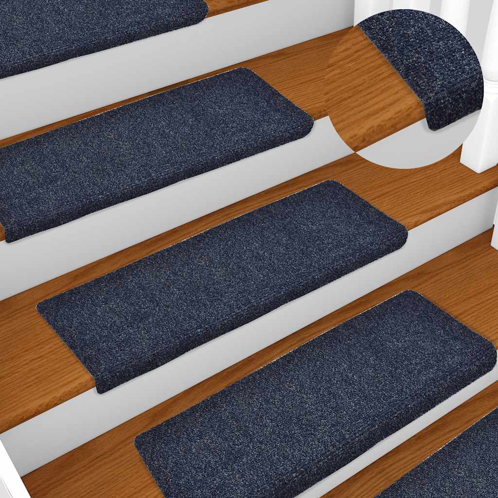 Tappetini per scale autoadesivi 30 pz 65x21x4 cm blu bordo rettangolare | homemem39