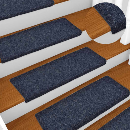 Tappetini per scale autoadesivi 30 pz 65x21x4 cm blu bordo rettangolare | homemem39