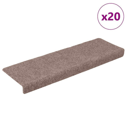 Tappetini per scale autoadesivi 20 pz 65x21x4 cm Crema Bordo rettangolare