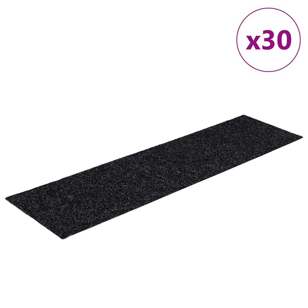 Tappetini per scale autoadesivi 30 pz 76x20 cm neri rettangolari | homemem39