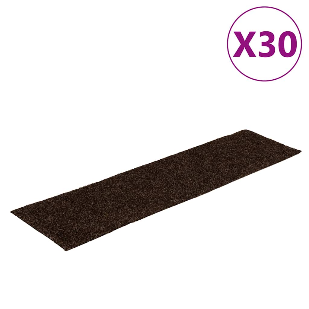 Tappetini per scale autoadesivi 30 pz 76x20 cm marrone rettangolari | homemem39