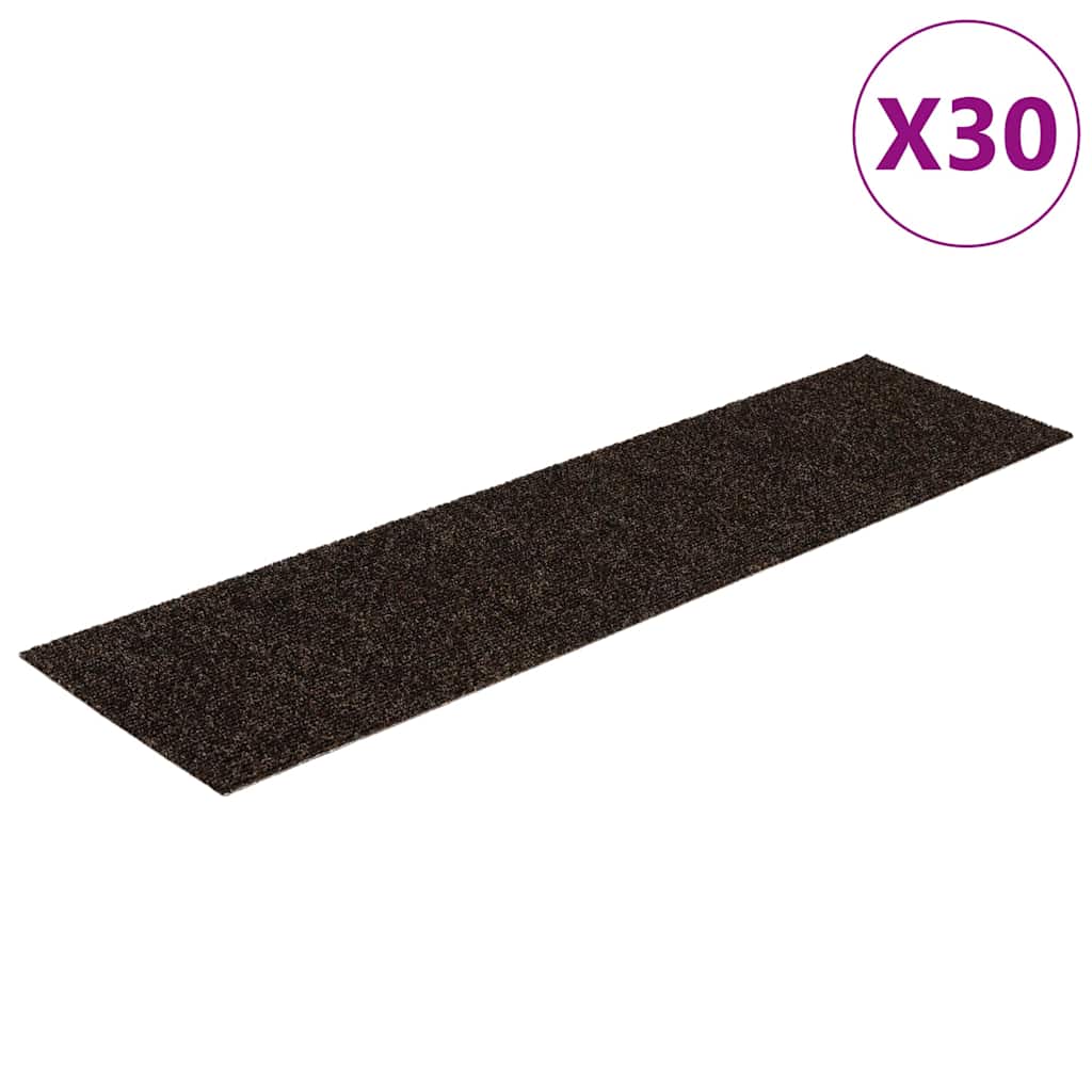 Tappetini per scale autoadesivi 30 pz 76x20 cm marrone scuro rettangolari | homemem39