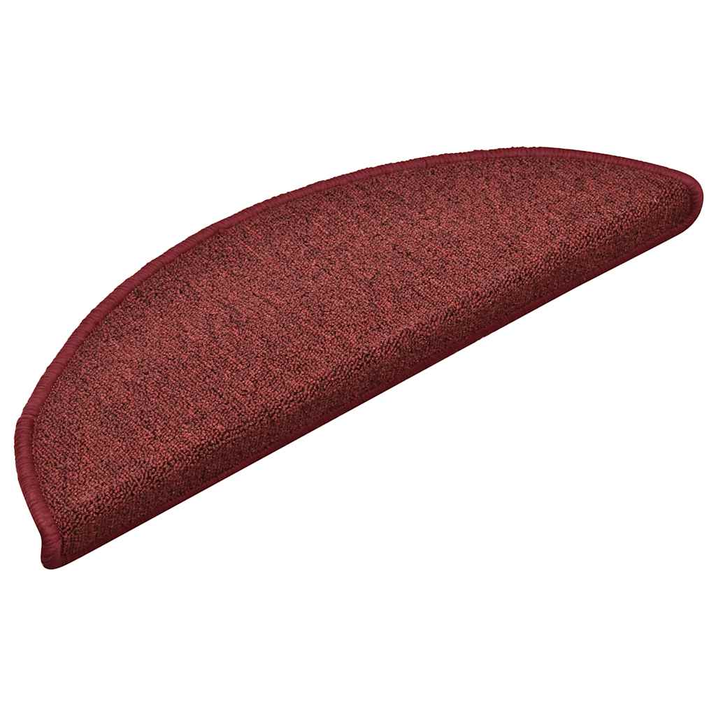 Tappetini per scale 30 pz 56x17x3 cm Bordeaux semicircolari