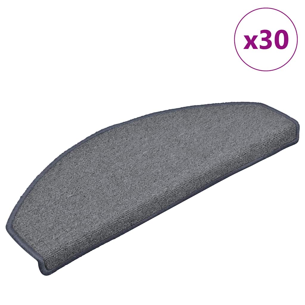 Tappetini per scale 30 pz 65x24x4 cm Grigio chiaro e blu Semicircolari Grandi | homemem39