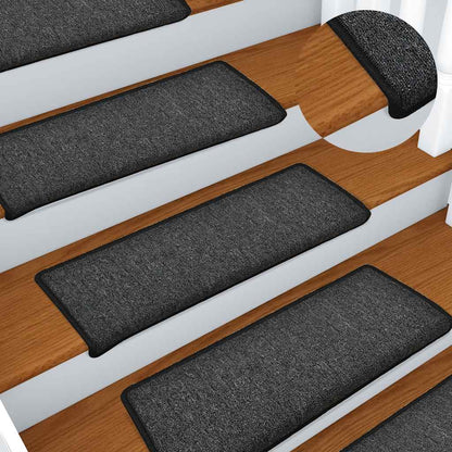 Tappetini per scale 30 pz 65x21x4 cm Antracite Bordo rettangolare | homemem39