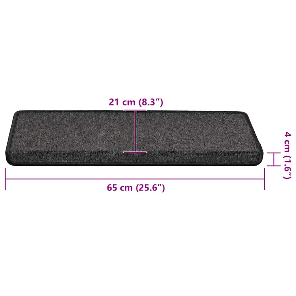 Tappetini per scale 30 pz 65x21x4 cm Antracite Bordo rettangolare | homemem39