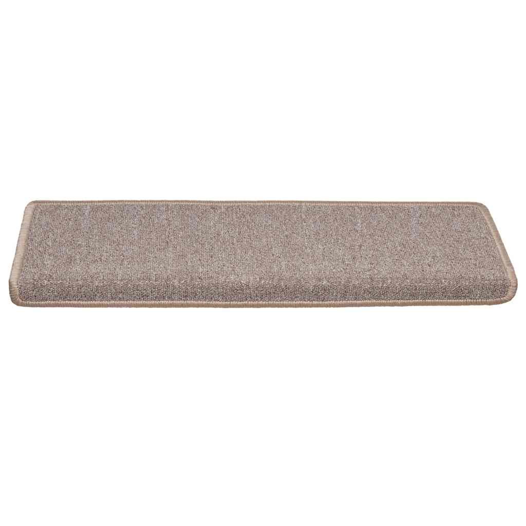 Tappetini per scale 30 pz 65x21x4 cm Marrone chiaro Bordo rettangolare