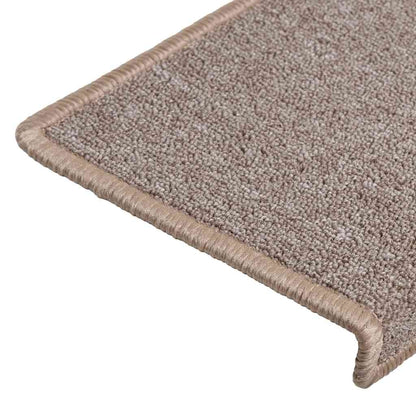 Tappetini per scale 30 pz 65x21x4 cm Marrone chiaro Bordo rettangolare