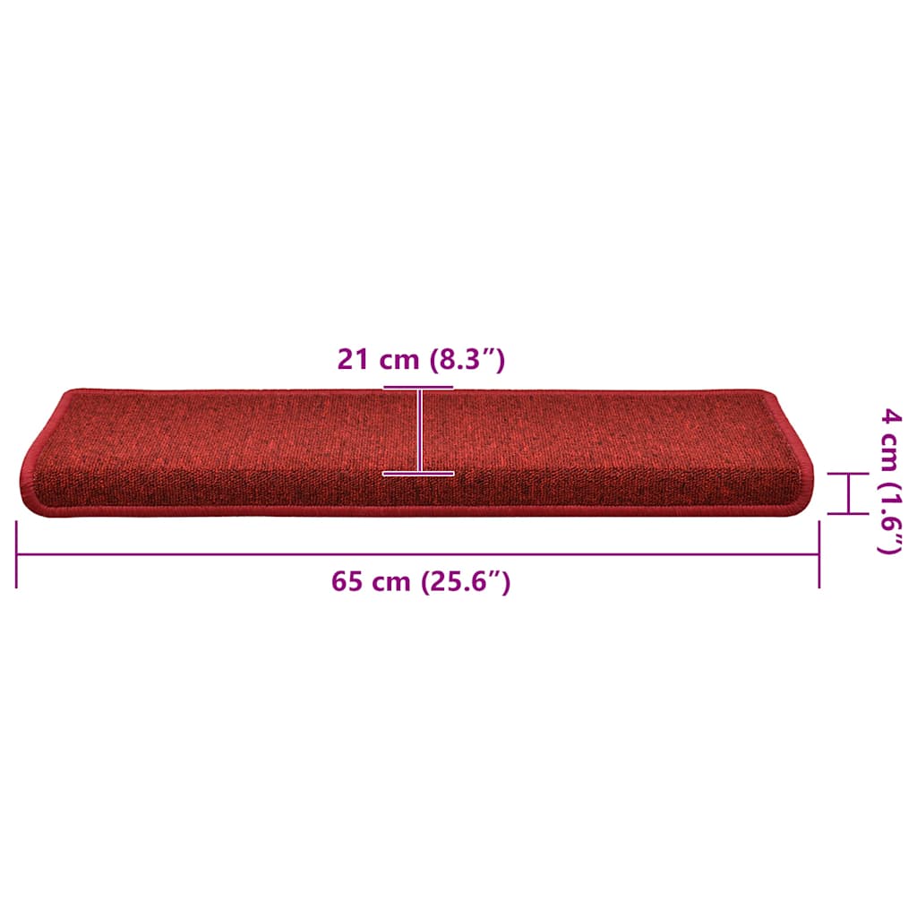 Tappetini per scale 30 pz 65x21x4 cm Rossi rettangolare | homemem39
